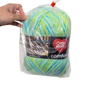Red Heart Comfort Medium 4 Mints Print Green Acrylic Yarn Skein 12oz 340g 649 Yd